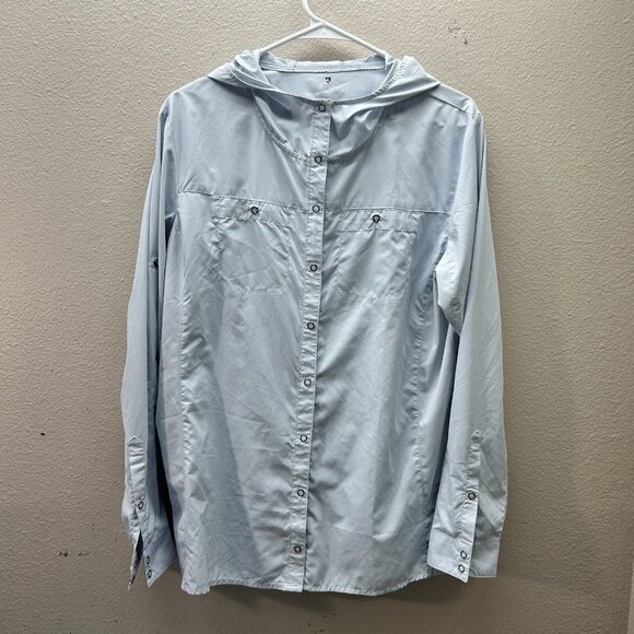 Kuhl Full Snap Button Hooded Long Sleeve Performance Shirt Windbreaker XL - Picture 1 of 4